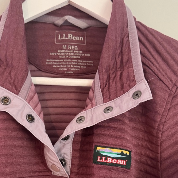 L.L. Bean Airlight Knit Pullover Berry Pink Ribbed Stretch - Picture 5 of 6